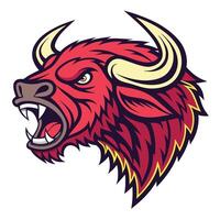 the head of a buffalo with its mouth open vector