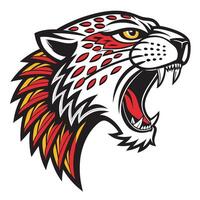the head of a jaguar is shown with its mouth open vector