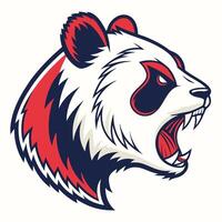 the head of a panda bear is shown in a red, white and blue color scheme vector