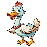 cartoon duck with red beak and red feathers vector