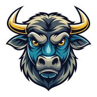 an angry bull head with horns on a white background vector