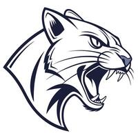 the head of a panther is shown in a black and white design vector