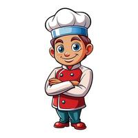 cartoon chef with arms crossed and smiling vector