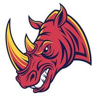 the head of a rhino with a red and yellow color scheme vector