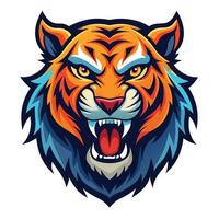 the head of a tiger is shown in a cartoon style vector