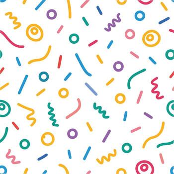 seamless pattern with colorful sprinkles and swirls vector