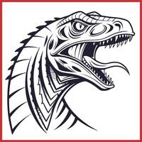 a dinosaur head with a long neck and sharp teeth vector
