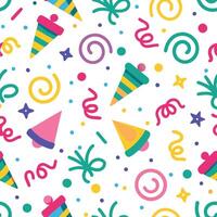 seamless pattern with party hats and confetti vector
