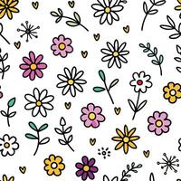 seamless pattern with flowers and leaves vector