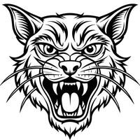 a cat head with its mouth open and its teeth showing vector