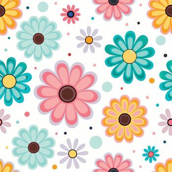a colorful pattern with flowers on a white background vector