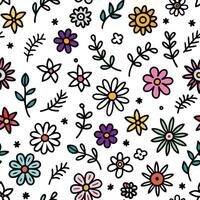 seamless pattern with flowers and leaves vector