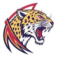 the jaguar head is shown in a cartoon style vector