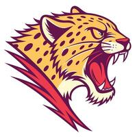 the head of a leopard is shown in a cartoon style vector