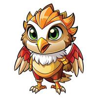 an owl with a golden crown and red wings vector
