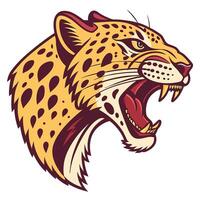 the head of a jaguar is shown with its mouth open vector