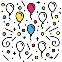 a colorful balloon and confetti are shown in the background vector
