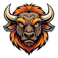 an angry buffalo head with horns on a white background vector