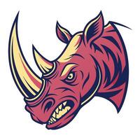 an angry rhino head with horns on it vector