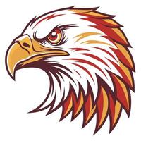 an eagle head with red and yellow feathers vector