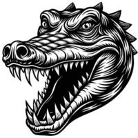 a crocodile head with its mouth open and teeth showing vector