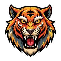 the head of a tiger is shown in a cartoon style vector