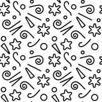 a black and white pattern with stars and other shapes vector
