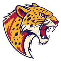 the head of a jaguar is shown in a cartoon style vector