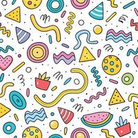 seamless pattern with colorful objects and shapes vector