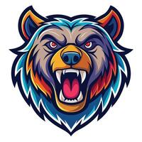 the head of a bear with its mouth open vector