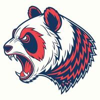 the head of a panda bear with its mouth open vector