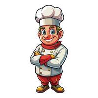 cartoon chef with arms crossed and smiling vector