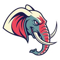 an elephant head with a long tusk vector