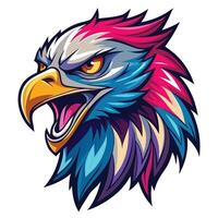 an eagle head with colorful feathers vector