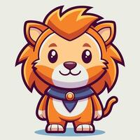 cartoon lion character with a blue scarf and a bow vector
