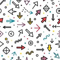 a colorful pattern with arrows and other symbols vector