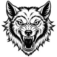 a wolf head with its mouth open and its teeth showing vector