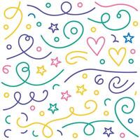 a colorful pattern with hearts, stars and swirls vector