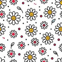 a seamless pattern with daisies and polka dots vector