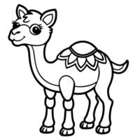 camel coloring pages for kids vector