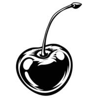 a black and white drawing of a cherry vector