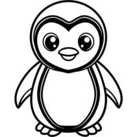 penguin coloring pages for kids vector