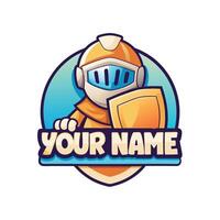 a cartoon knight with a shield and helmet vector