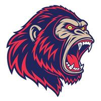 an angry gorilla head with open mouth vector