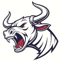 an angry bull head with red and white stripes vector