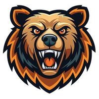 the head of a bear with an angry expression vector