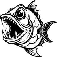 a fish with open mouth and teeth vector