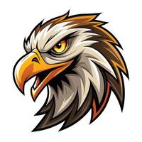 an eagle head with a big beak and yellow eyes vector
