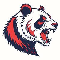 the head of a panda bear is shown in a red, white and blue color scheme vector