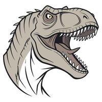 a t - rex head with open mouth and teeth vector